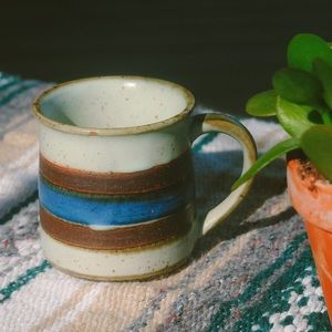 striped pottery mug | vintage otagiri ceramic
